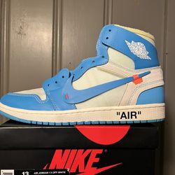 Jordan 1 OFF-White “UNIVERSITY BLUE” Size(13). In Mens. Worn Once1x. Pass As Ds(new). Serious Inquiries Only!