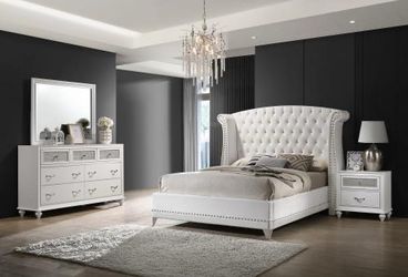 White Tufted Upholstered Bedroom Set- finance available $39 down