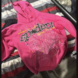 PINK USED SPIDER HOODIE