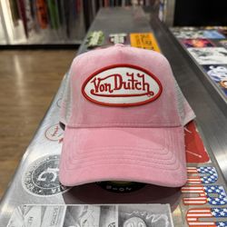VON DUTCH PINK VELVET TRUCKER HAT