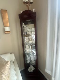 Brown wood 5 tier curio
