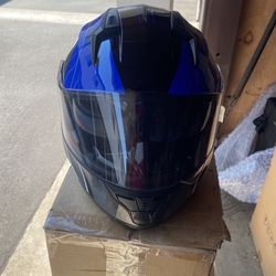 Motorcycle Helmet XXL Blue DOT Verified , Double visor
