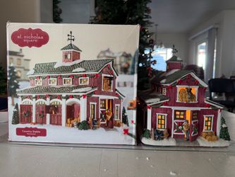 Christmas Village St. Nicholas Square Country Stable Illuminated Village Piece