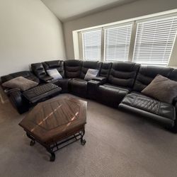 Leather Couch with Recliner