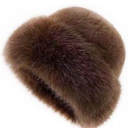 Women Lady  Winter Knit Gift Faux Fur Russian Cossack Hat  Cap