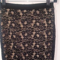 Black Lace Overlay Pencil Skirt By Roommates