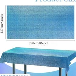 3pcs Blue Holographic Plastic Rectangular Laser Tablecloth, 54*86 Inch