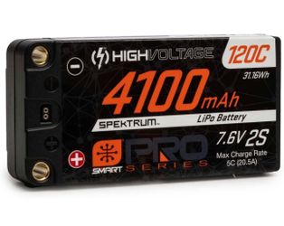Spektrum 7.6V 4100mAh 2S 120C Smart Pro Race Shorty Hardcase LiHV Battery: Tubes, 5mm,  (battery only)