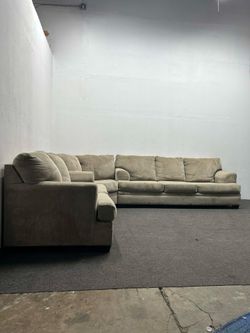 Ashley 3 Piece Beige Sectional Couch - With delivery And Setup