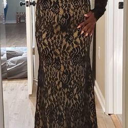 Black Lace Long Sleeve Dress