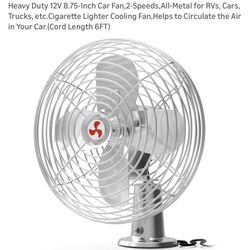 $15-Heavy Duty 12V 8.75-Inch Car Fan,2-Speeds, All-Metal for RVs, Cars, Trucks, etc. Cigarette Lighter Cooling Fan, Helps to Circulate the Air in Your