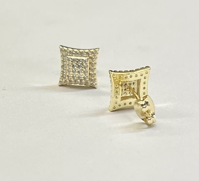 Micro Pave Simulated Diamond Stones 14 Gold Filled Hypoallergenic Stud Earrings 