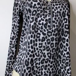 LEOPART MICHAEL KORS SZ: S FRONT ZIP SILVER WARE L. SLEEVE QS250CECJT POLYESTER BLAND