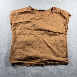 Quince Women's 100% European Linen Women’s M Orange Sleeveless Shirt #4A