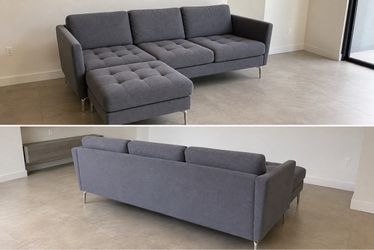 Gray Fabric Sectional Sofa with Chaise