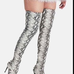 Steve Madden Dominique Natural Snake Thigh High Boots