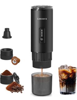 Portable Espresso Machine, 20Bar Self-Heating & Cold Brew, 7500mAh Battery, 3-in-1 for Nespresso & Ground, Travel/Camping/Car, Black