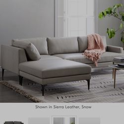 Andes Set 2: Right 2.5 Seater Sofa, Ottoman, Corner, Leather, Cement