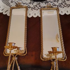 Gold Plated Mirrored Candle Holders