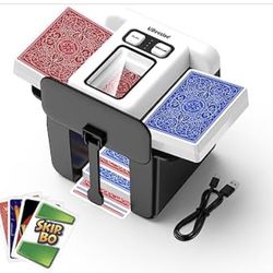 Automatic Card Shuffler for 1-4 Decks, Rechargeable Card Shuffler with Dual Modes, Low Noise Portable Auto Shuffling Machine for Playing Cards Games S