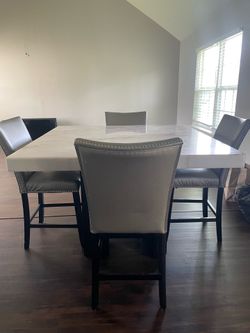 Artemis Marble Dining Table Set - American Signature Furniture - 4 Chairs