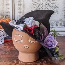 Witch Hat Floral Headpiece - Purple And Blue