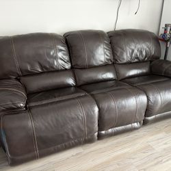 3 Seat Power Recliner Leather Sofa