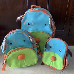 Skip Hop Doggie Rolling Suit Case, Backpack And Lunch Box 