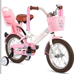 Brand New In The Box- JOYSTAR Little Miss Kids Bike for 6-9 Years Girls 18 Inch Princess Girls Bike with Training Wheels Doll Seat Bike Streamers Todd