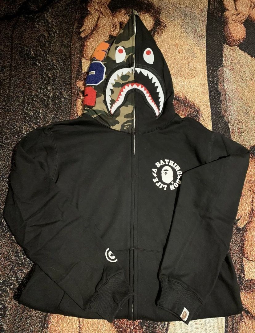 Bape black zip hoodie new