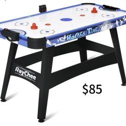 😀 58" Air Hockey Table, Indoor Powered Air Hockey Game Table w/2 Pucks, 2 Pushers, Stronger Motor & Digital LED Scoreboard for Adults and Kids, Home 