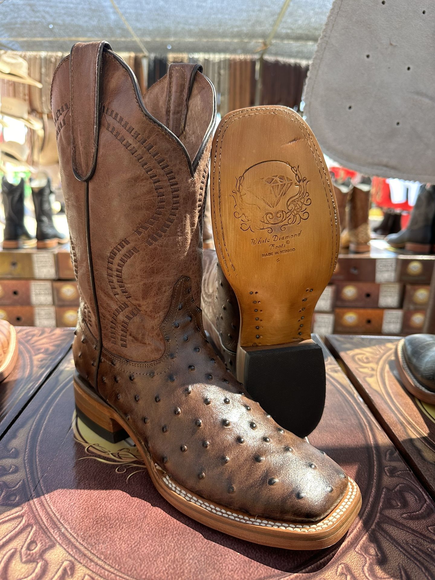 Leather Botas De Rodeo De Avestruz Original Ostrich Boots Rodeo