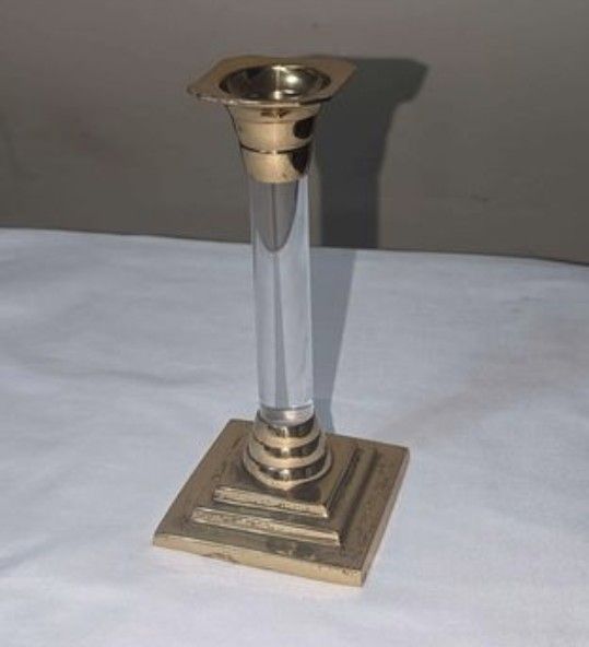 Acrylic Brass candle Holder