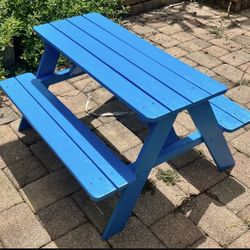 Kids Outdoor/Indoor Picnic Table with attached Benches: 35"L x 30.5"W x 19.69"H-$40 each