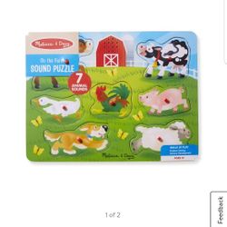 Melissa & Doug Wooden 7-Piece On the Farm Sound Puzzle