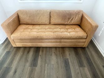 Poly & Bark Napa 82” Leather Pull-Out Convertinle Sleeper Sofa