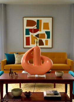 Vintage 1960s Mid-Century Modern abstract swirl sculptural ceramic table lamp Large