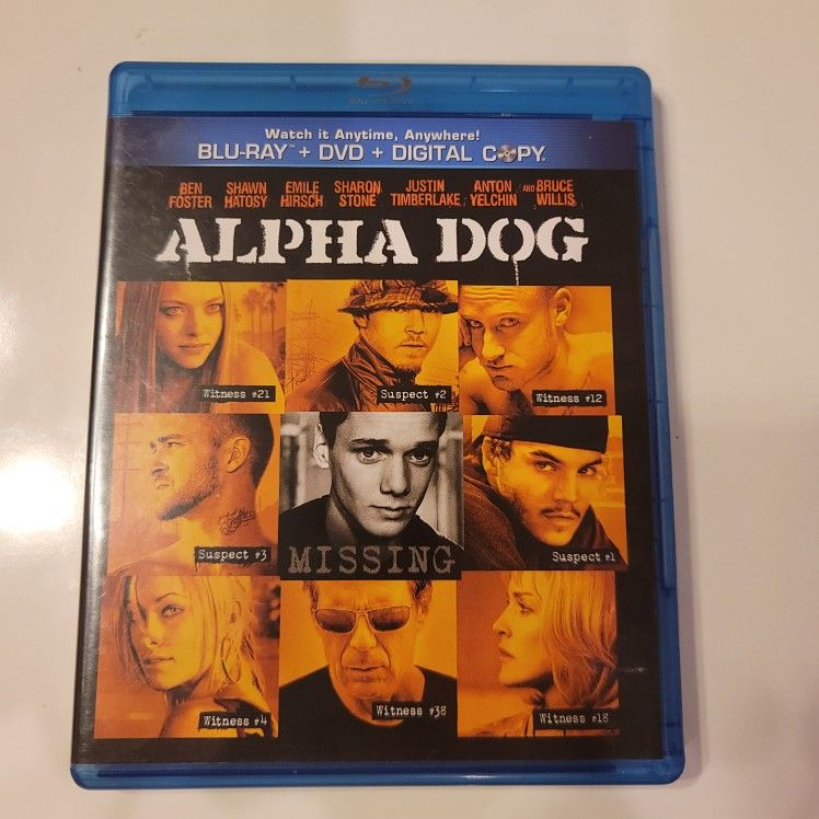 $5 BLU RAY  MOVIE. ALPHA DOG. BLU RAY ONLY. NO DIGITAL. $5 OR TRADE FOR A MOVIE TITLE I DO NOT ALREADY OWN.