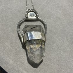 Dark Rainbow Rutile Quarts Sterling Pendant