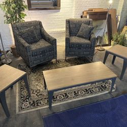 Set of 3 Solid Wood Tables - 2 Side Tables + Coffee Table
