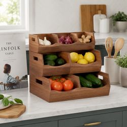 New Seville Classics Acacia Wood Organizer Bins 4pc