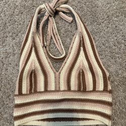 Striped Crocheted Halter Top