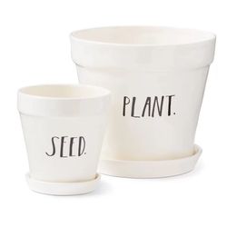 Rae Dunn 2 Piece Seed/Plant Planters