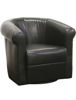 Black Faux Leather Club Chair with 360 Degree Swivel