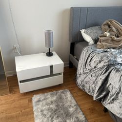 Mattress, Bed frame, and LED light Stand Bundle