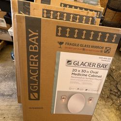 Glacier Bay 20 in. x 30 in. Frameless Recessed or Surface-Mount Bathroom Medicine Cabinet with Beveled Mirror, White