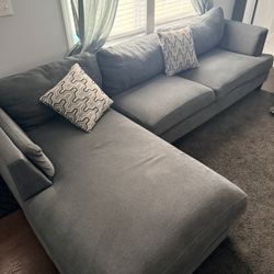 Grey Fabric Sofa With Chaise 