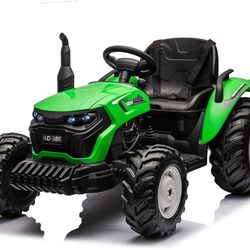🥨sopbost 24V 10Ah Ride On Toy for Big Kids 6+ Electric Ride On Tractor with Extra Large EVA Wheels, Remote Control, 2 x 95W Motors, 200 Lbs Load 