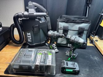 FLEX 24V Brushless Combo Kit + Wet/Dry Vacuum (NEW) – Drill, Impact, Vacuum, Batteries, Charger