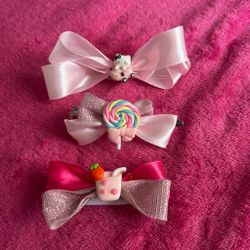 Cute Bow Hair Clips Set of 3 candy aesthetic hello kitty bows